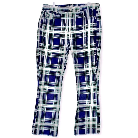 American Eagle Outfitters Pants - American Eagle Outfitters corduroy high rise boot cut fringe plaid plus 24 retro